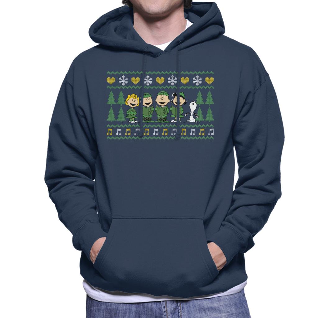 Peanuts Characters Xmas Choir Carol Men's Hooded Sweatshirt-ALL + EVERY