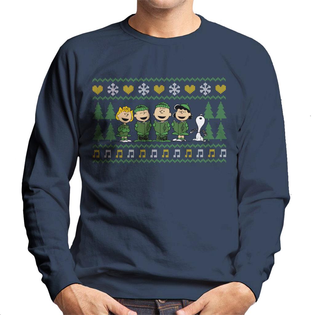 Peanuts Characters Xmas Choir Carol Men's Sweatshirt-ALL + EVERY