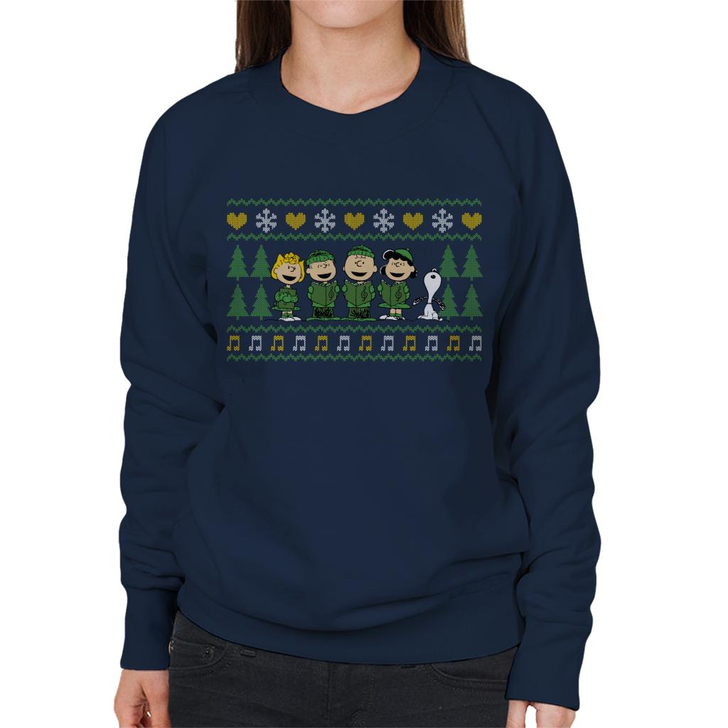 Peanuts Characters Xmas Choir Carol Women's Sweatshirt-ALL + EVERY