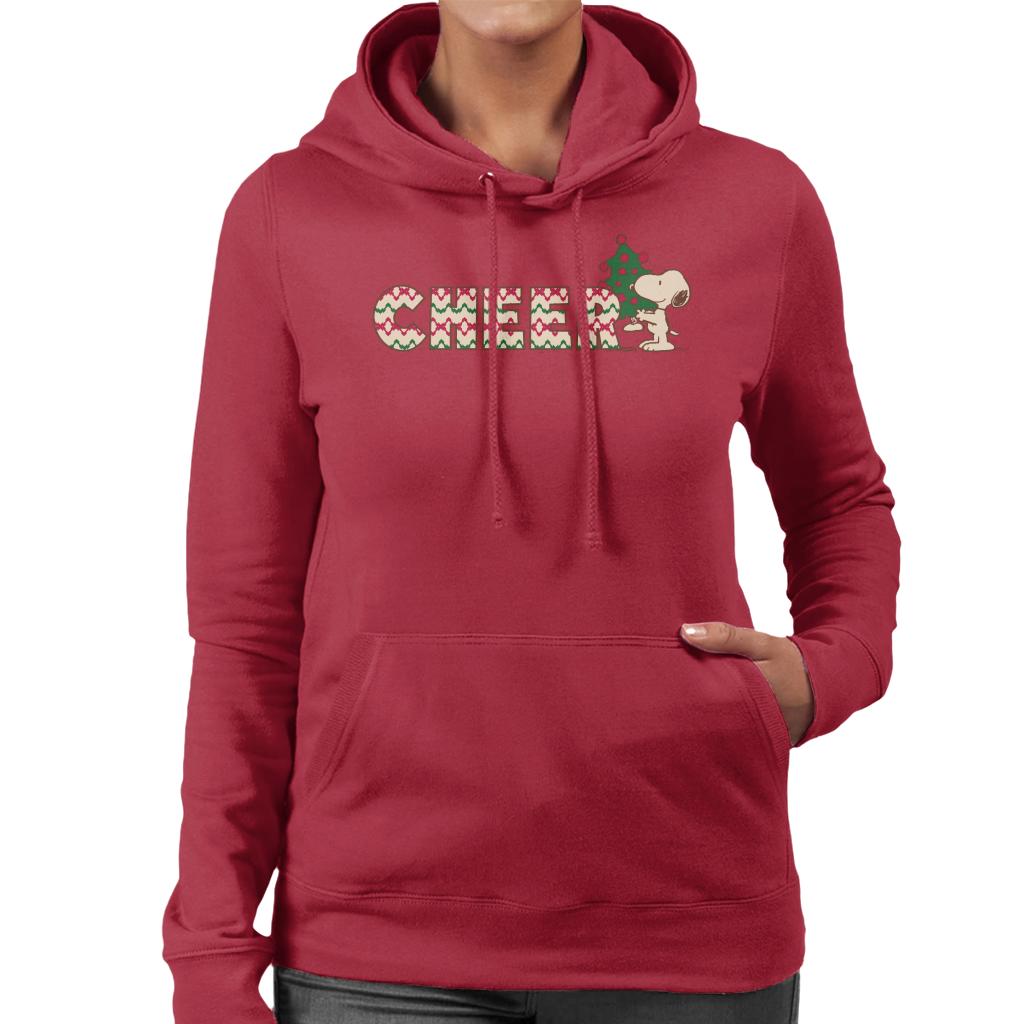 Peanuts Snoopy Christmas Tree Cheer Women's Hooded Sweatshirt-ALL + EVERY