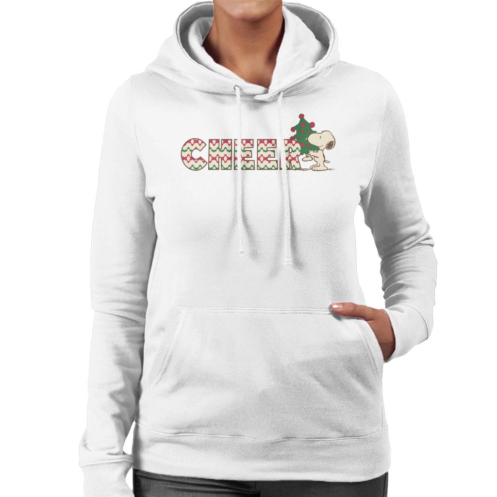 Peanuts Snoopy Christmas Tree Cheer Women's Hooded Sweatshirt-ALL + EVERY