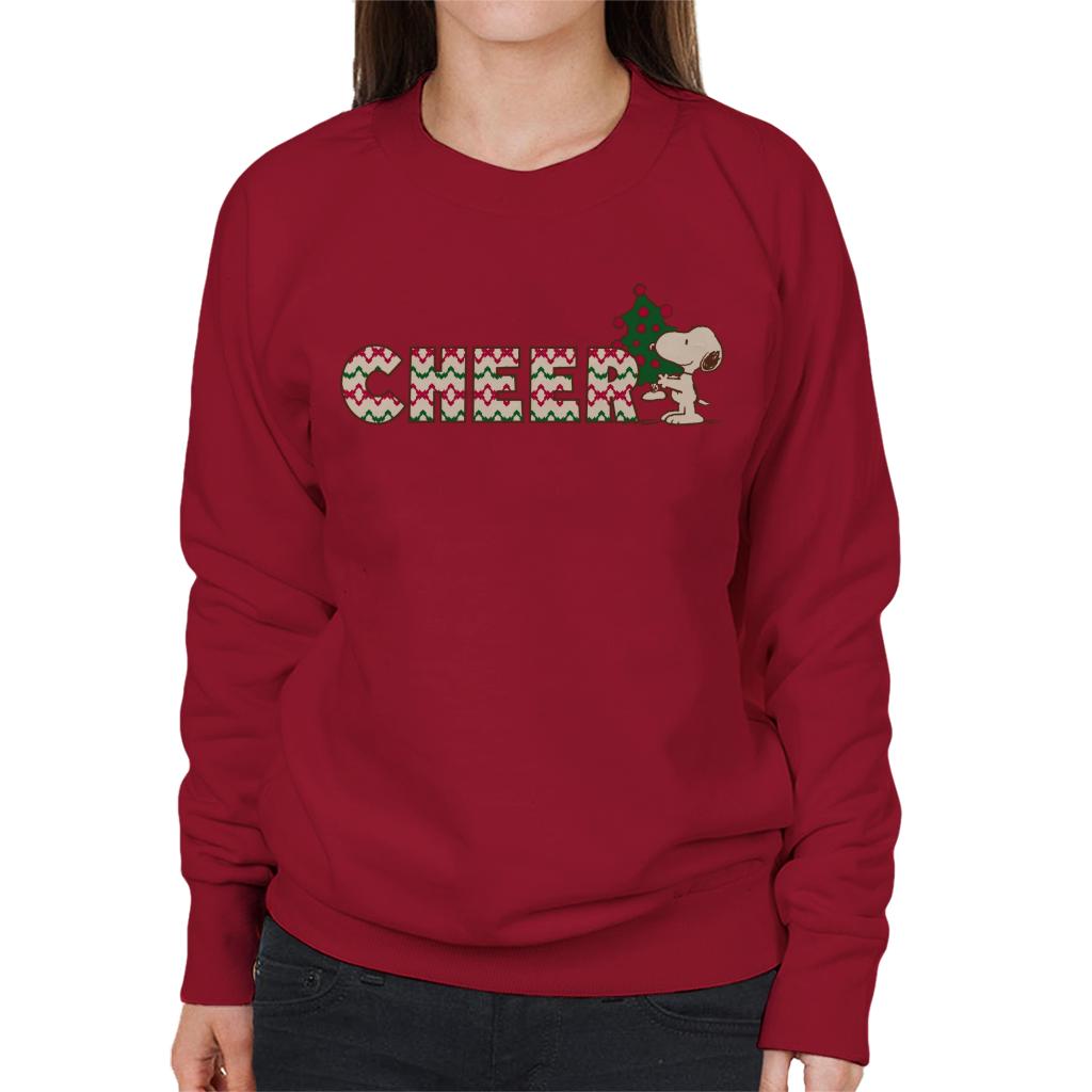 Peanuts Snoopy Christmas Tree Cheer Women's Sweatshirt-ALL + EVERY