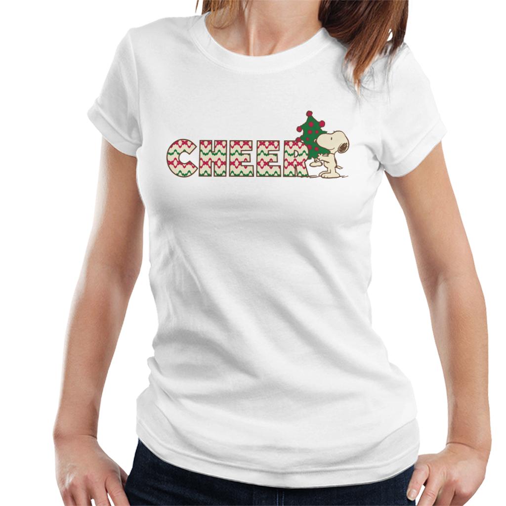 Peanuts Snoopy Christmas Tree Cheer Women's T-Shirt-ALL + EVERY