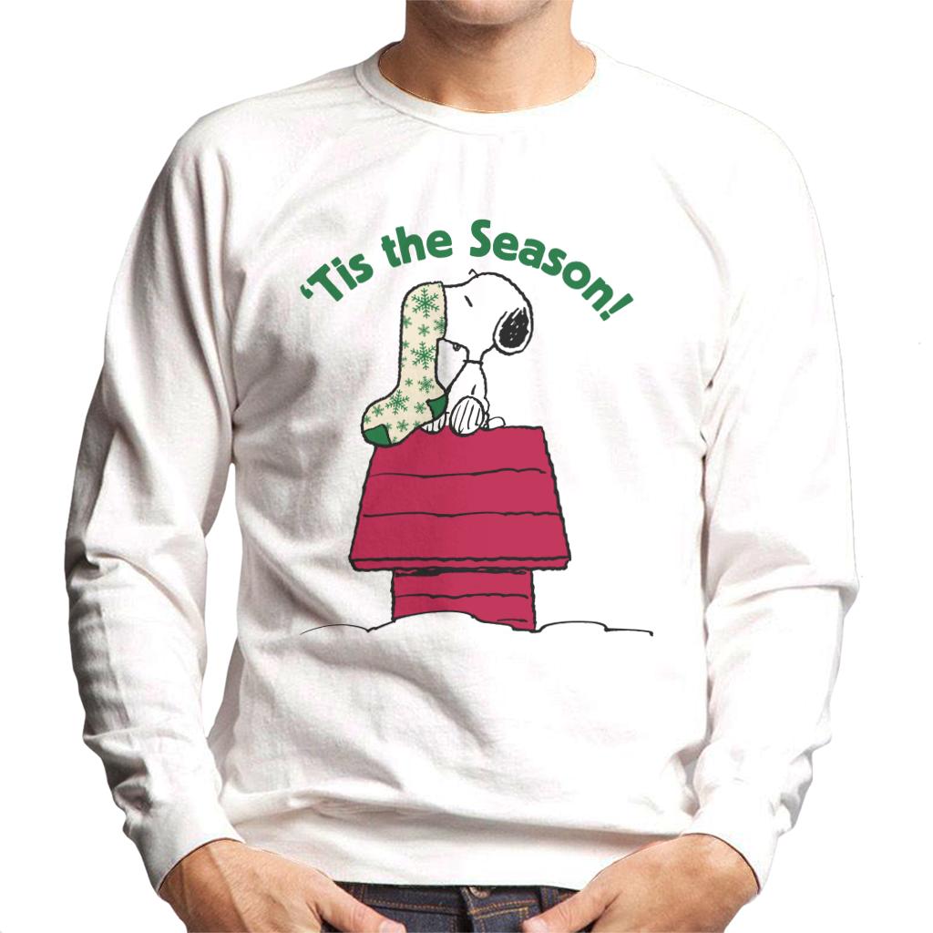 Peanuts Snoopy Tis The Season Festive Stocking Men's Sweatshirt-ALL + EVERY