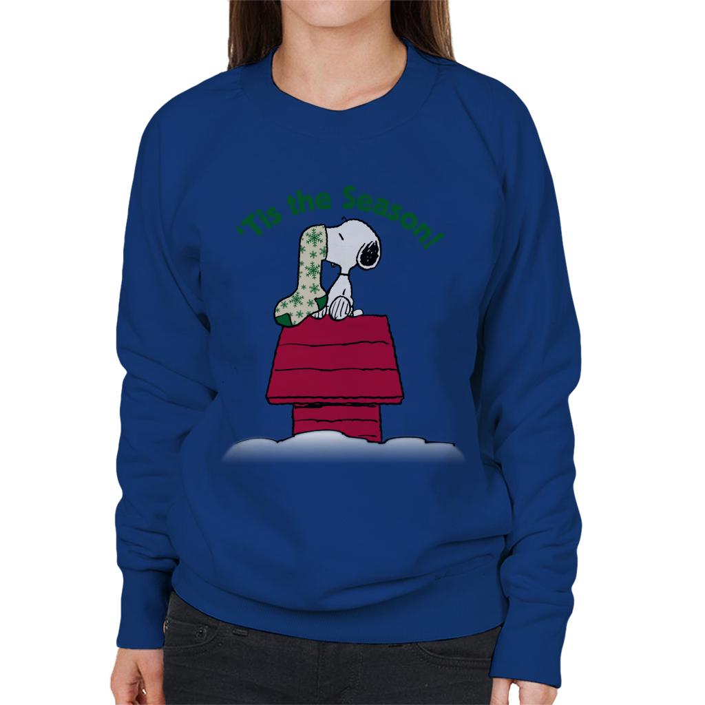 Peanuts Snoopy Tis The Season Festive Stocking Women's Sweatshirt-ALL + EVERY