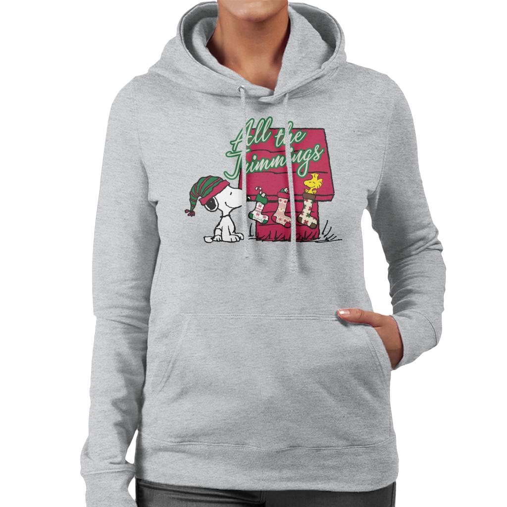 Peanuts Snoopy Woodstock In A Stocking Women's Hooded Sweatshirt-ALL + EVERY