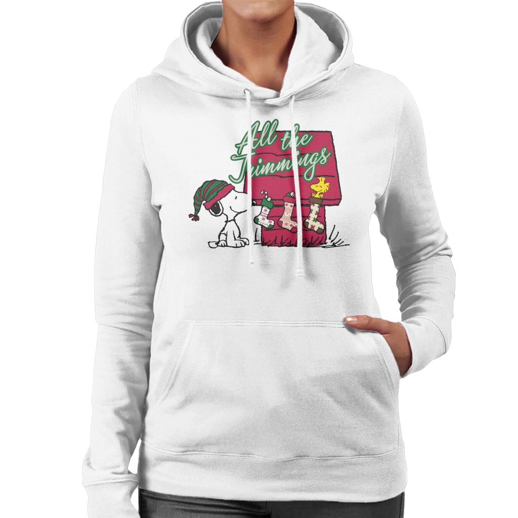 Peanuts Snoopy Woodstock In A Stocking Women's Hooded Sweatshirt-ALL + EVERY