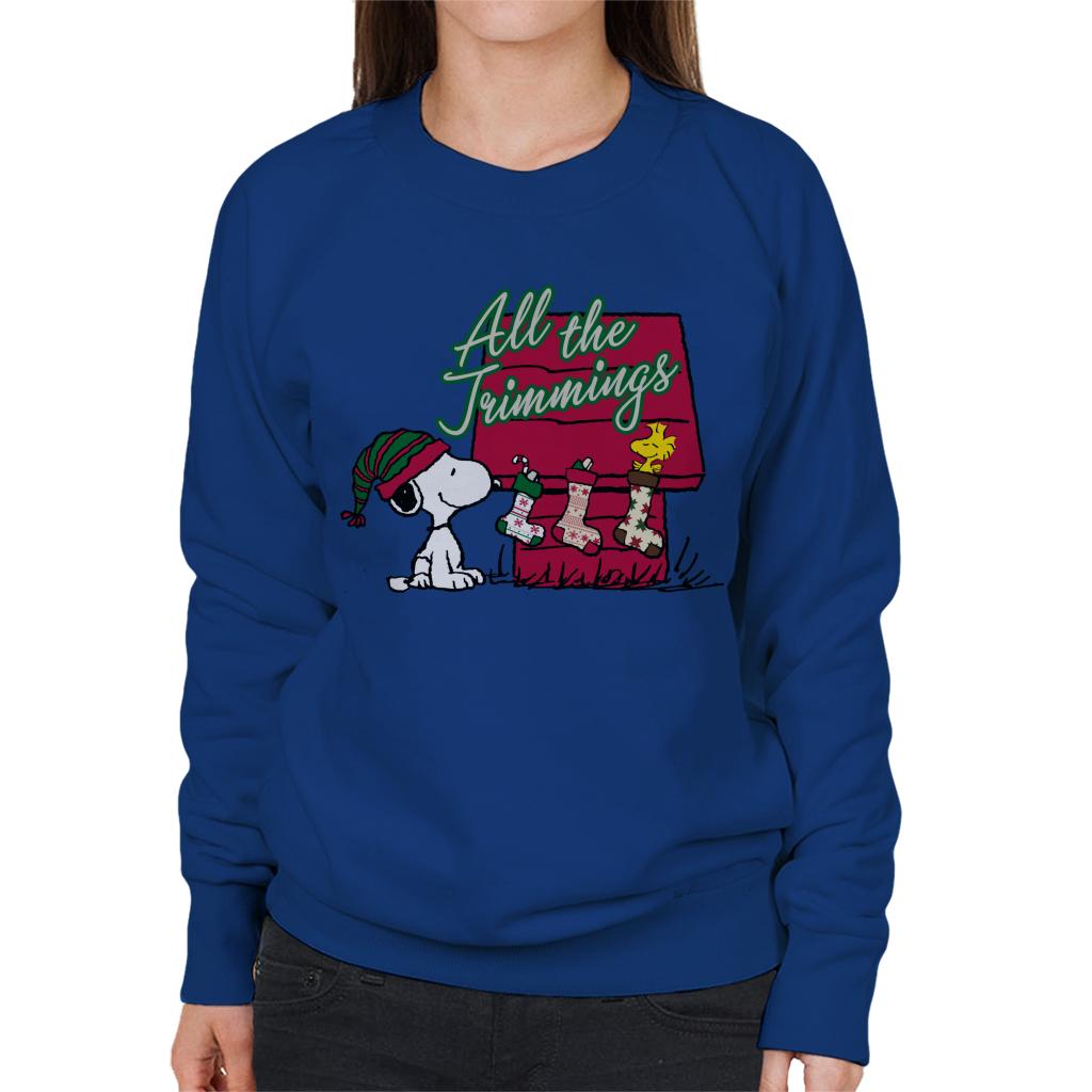 Peanuts Snoopy Woodstock In A Stocking Women's Sweatshirt-ALL + EVERY