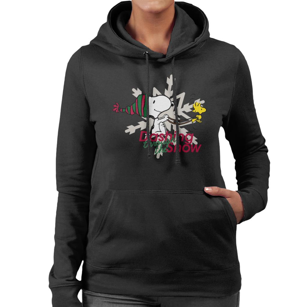 Peanuts-Snoopy-And-Woodstock-Dashing-Through-The-Snow-Womens-Hooded-Sweatshirt