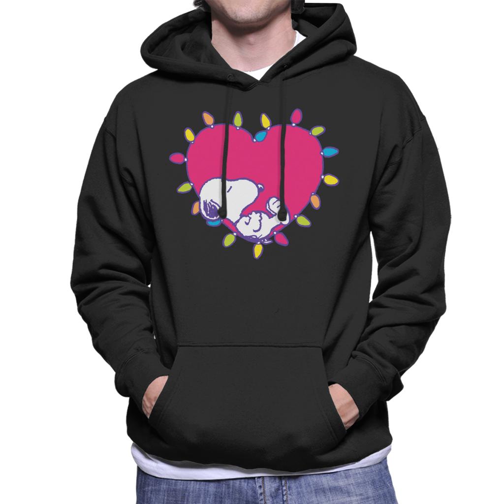 Peanuts-Snoopy-Sleeping-In-A-Lit-Up-Pink-Heart-Mens-Hooded-Sweatshirt