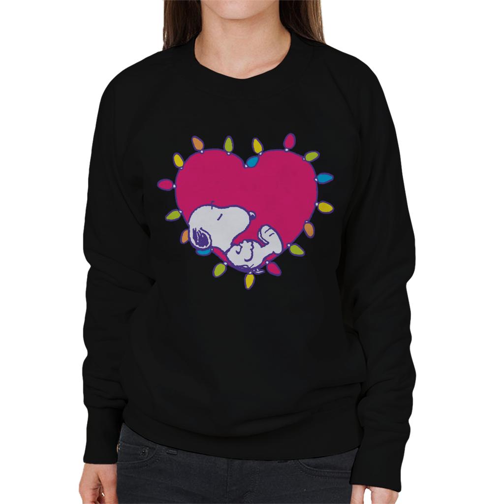 Peanuts-Snoopy-Sleeping-In-A-Lit-Up-Pink-Heart-Womens-Sweatshirt