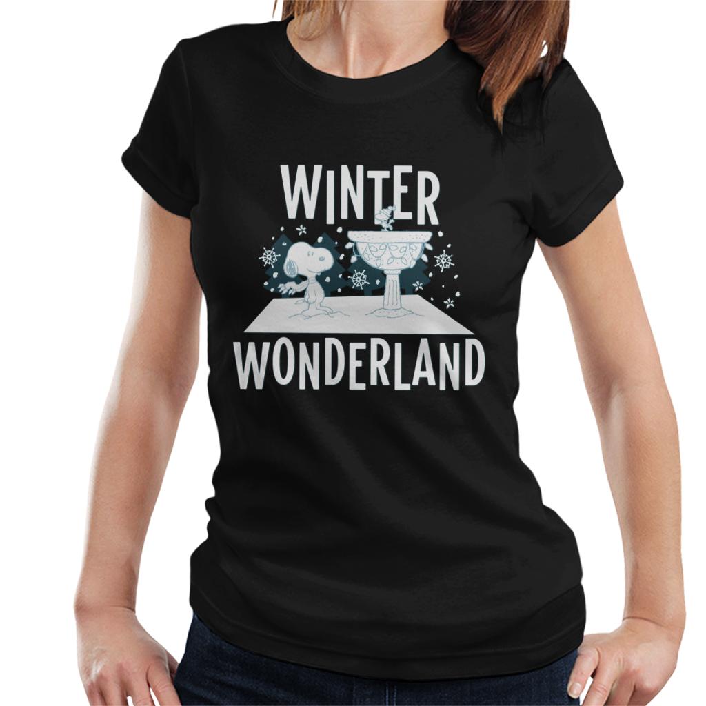 Peanuts Snoopy Woodstock Winter Wonderland Women's T-Shirt-ALL + EVERY
