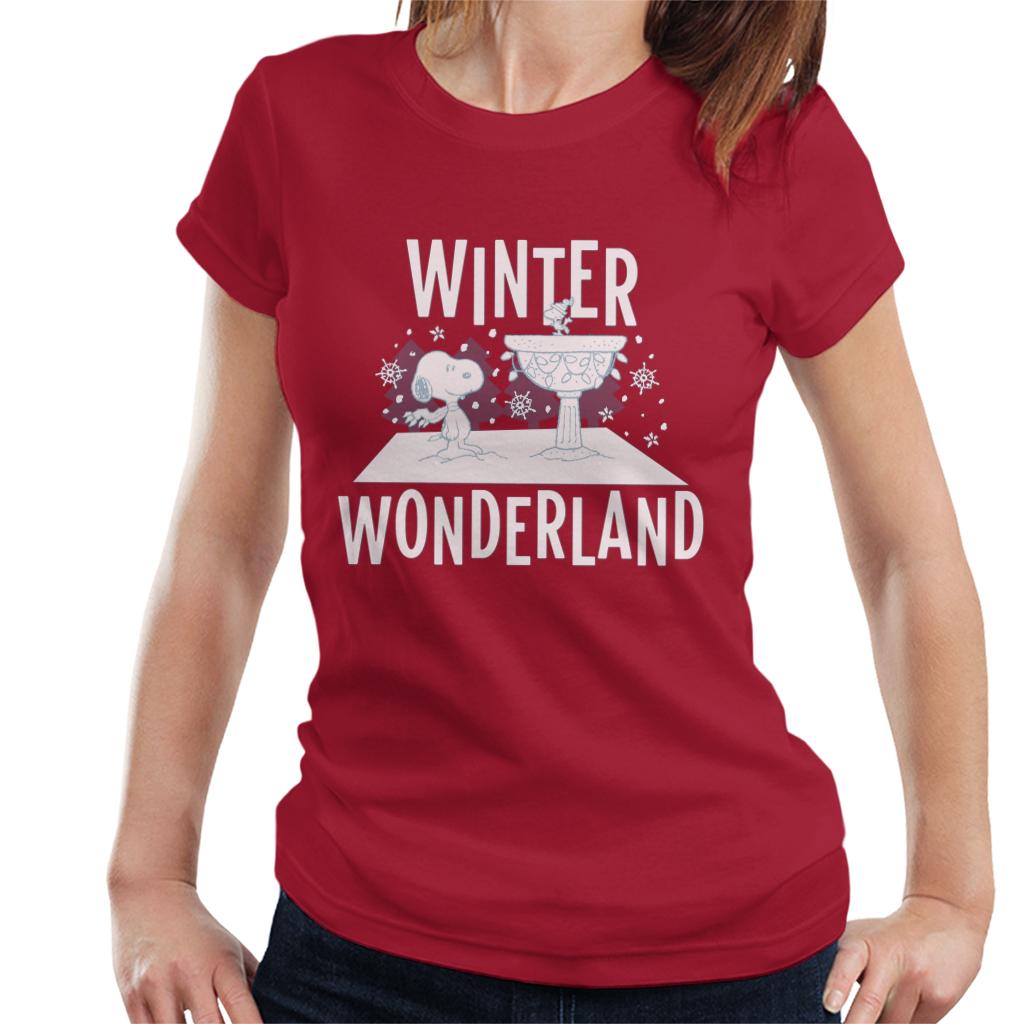 Peanuts Snoopy Woodstock Winter Wonderland Women's T-Shirt-ALL + EVERY