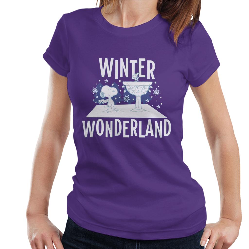 Peanuts Snoopy Woodstock Winter Wonderland Women's T-Shirt-ALL + EVERY