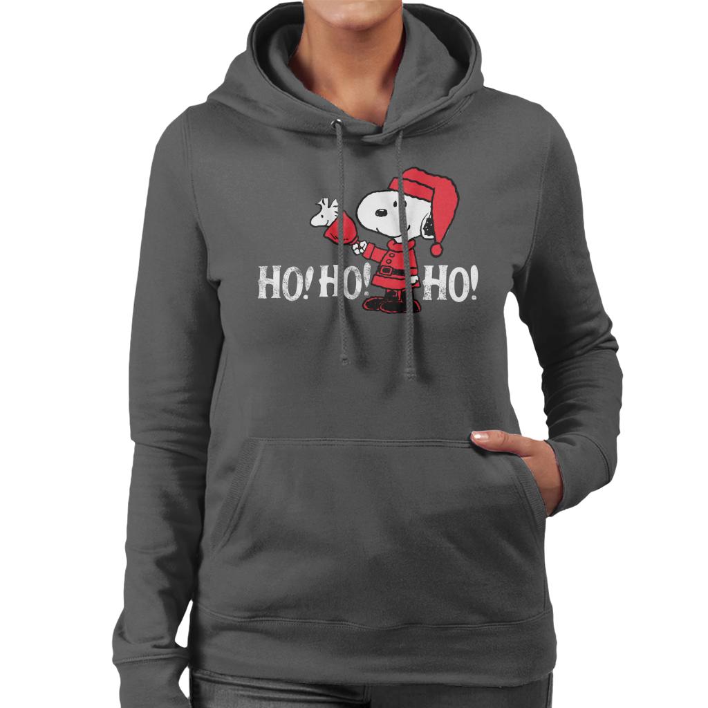 Peanuts Snoopy In A Santa Suit Ho Ho Ho Women's Hooded Sweatshirt-ALL + EVERY