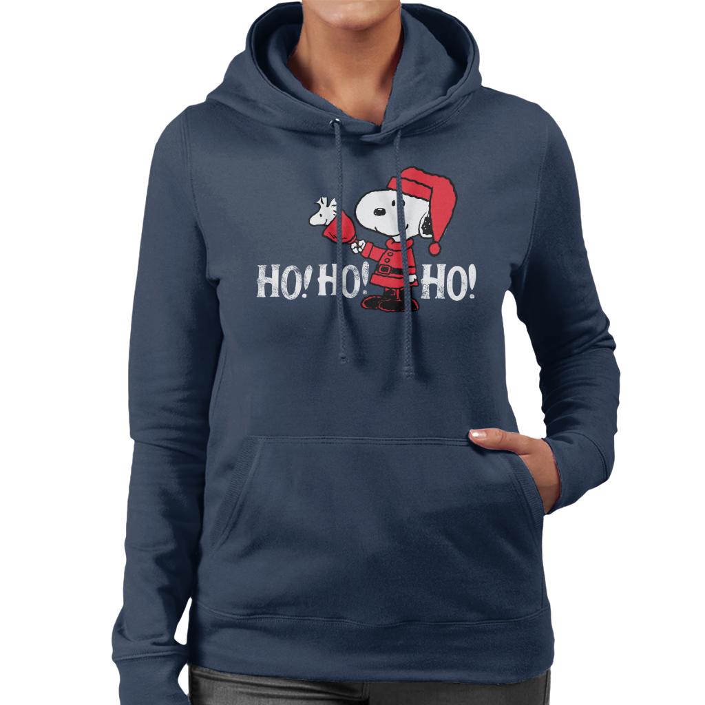 Peanuts Snoopy In A Santa Suit Ho Ho Ho Women's Hooded Sweatshirt-ALL + EVERY