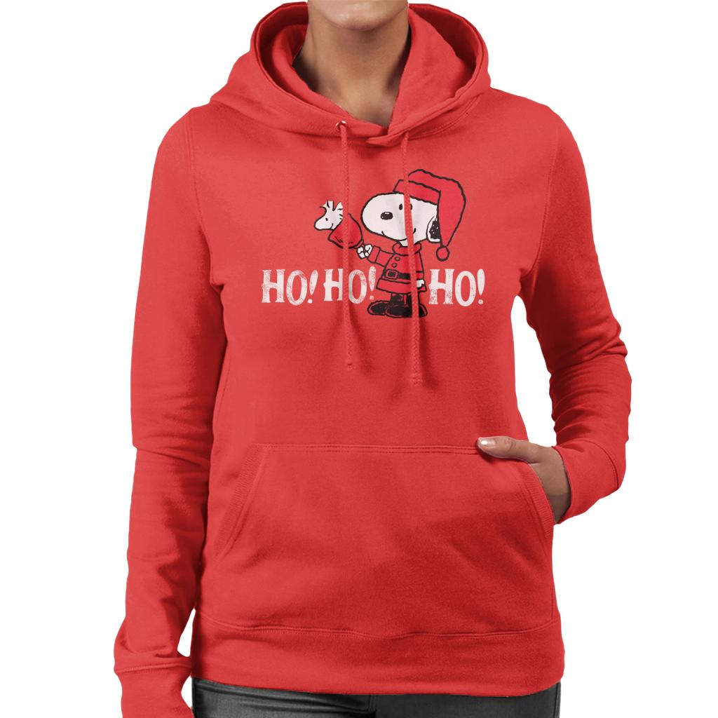 Peanuts Snoopy In A Santa Suit Ho Ho Ho Women's Hooded Sweatshirt-ALL + EVERY