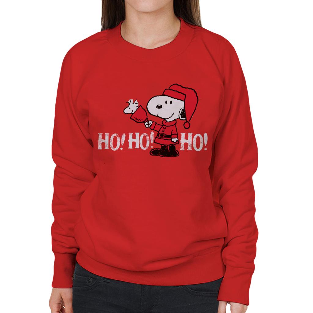 Peanuts Snoopy In A Santa Suit Ho Ho Ho Women's Sweatshirt-ALL + EVERY