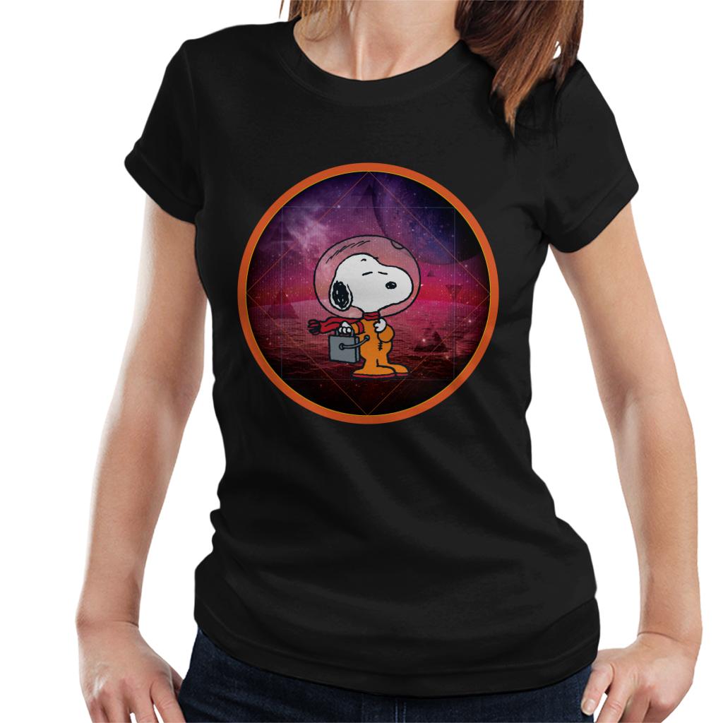 Peanuts-Snoopy-Chilling-On-A-Starry-Planet-Womens-T-Shirt