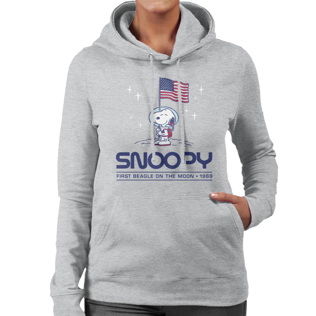 Peanuts Snoopy Moon Landing Planting Flag Women's Hooded Sweatshirt-ALL + EVERY