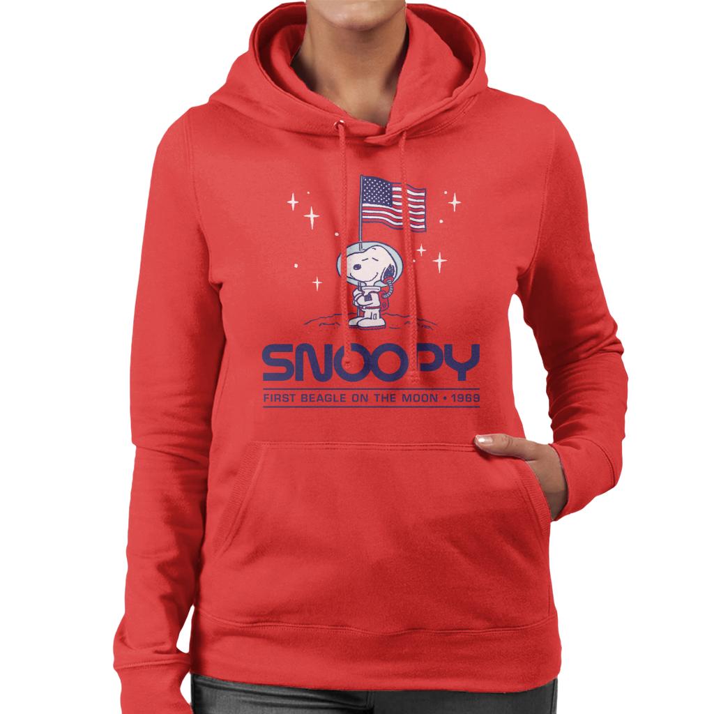Peanuts Snoopy Moon Landing Planting Flag Women's Hooded Sweatshirt-ALL + EVERY