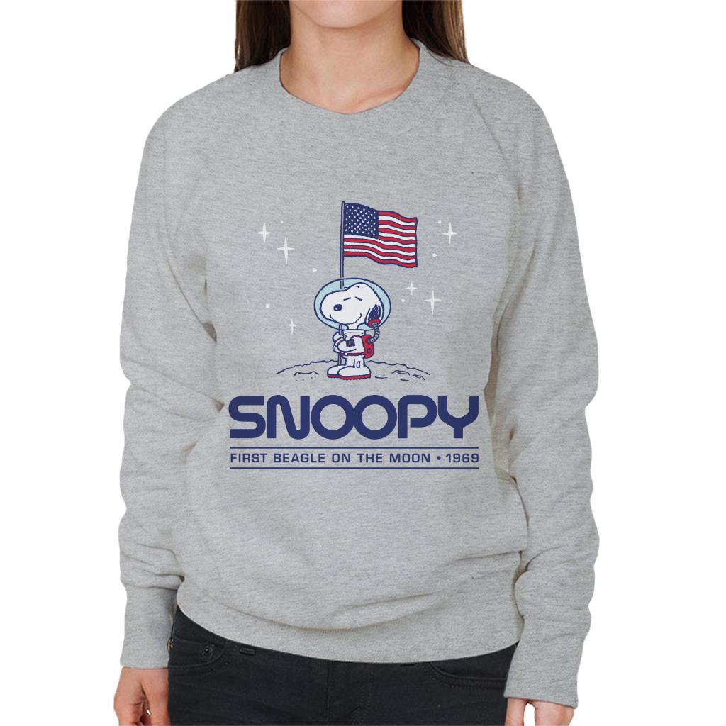 Peanuts Snoopy Moon Landing Planting Flag Women's Sweatshirt-ALL + EVERY