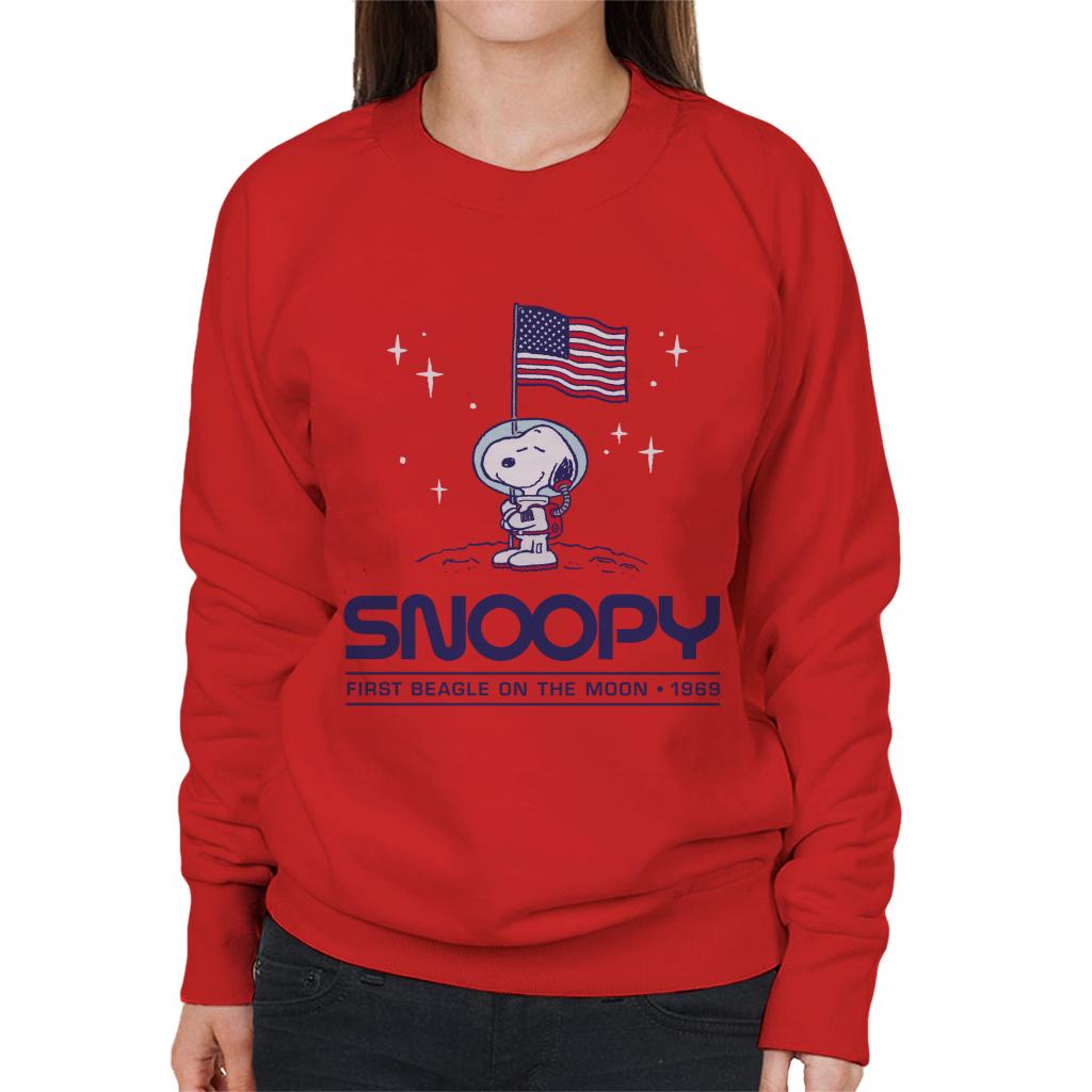 Peanuts Snoopy Moon Landing Planting Flag Women's Sweatshirt-ALL + EVERY