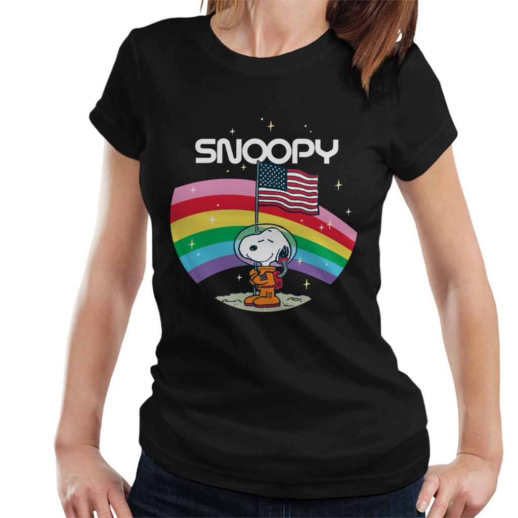 Peanuts-Snoopy-Starry-Rainbow-Moon-Womens-T-Shirt