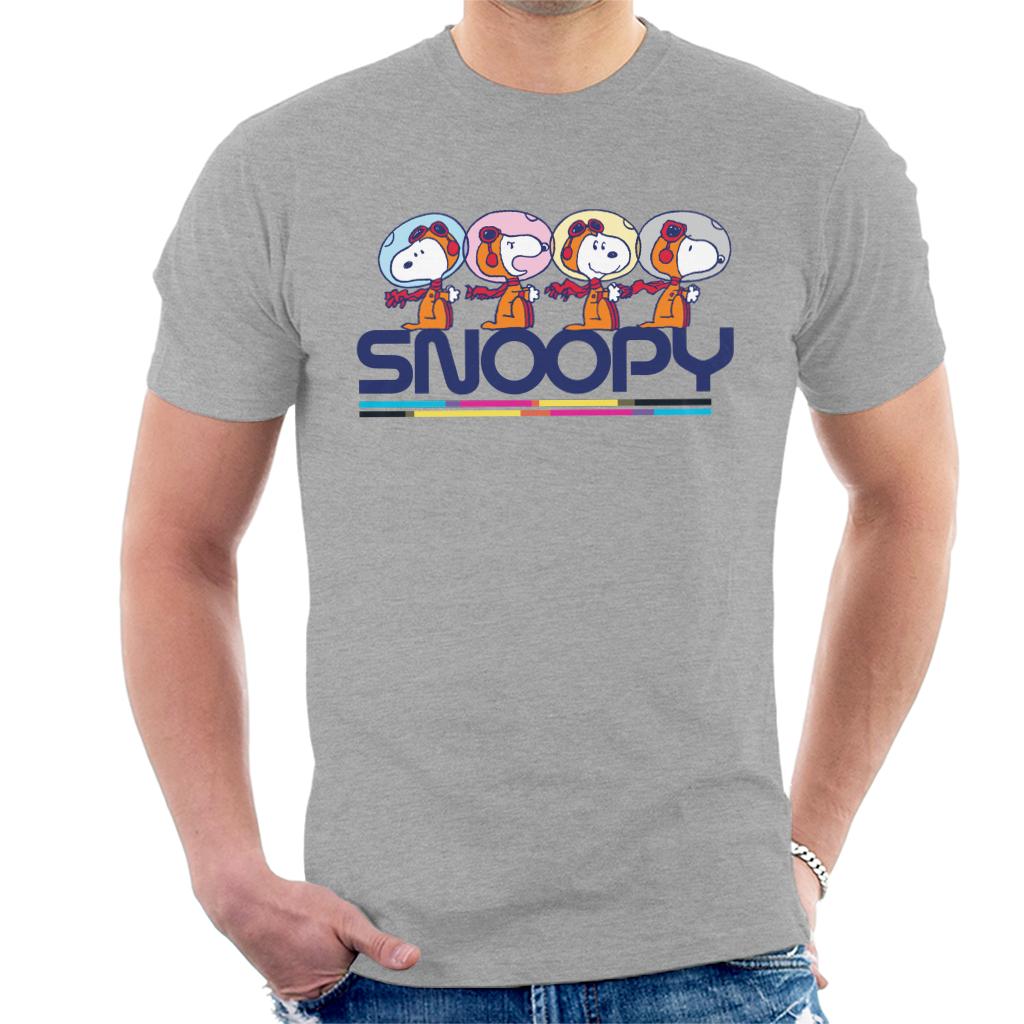 Peanuts Snoopy Space Travel Montage Men's T-Shirt-ALL + EVERY