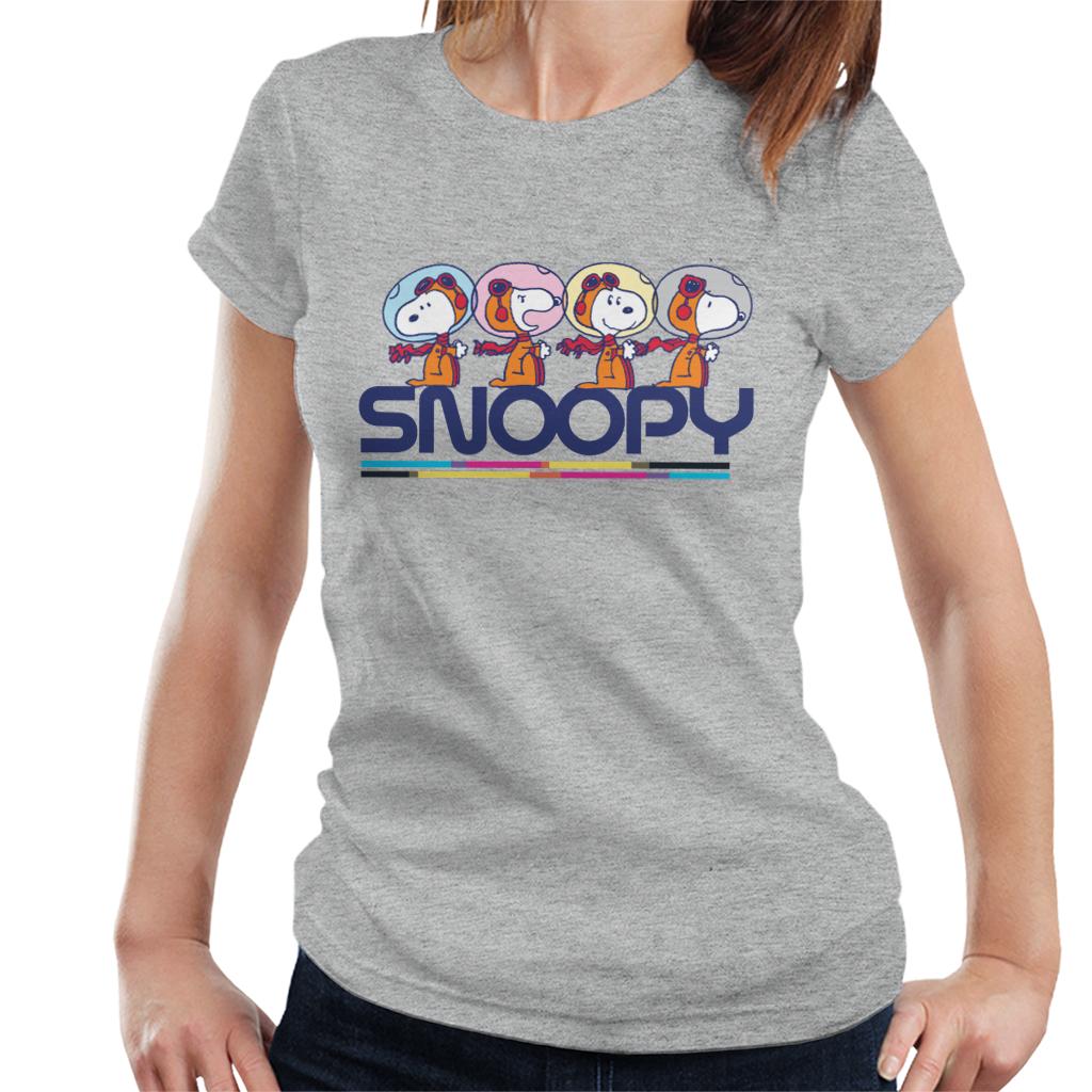 Peanuts Snoopy Space Travel Montage Women's T-Shirt-ALL + EVERY