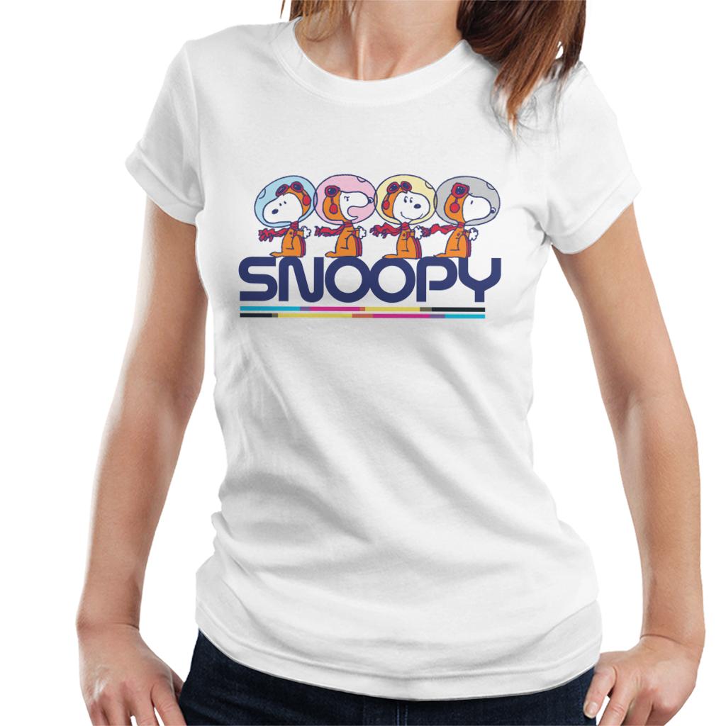 Peanuts Snoopy Space Travel Montage Women's T-Shirt-ALL + EVERY