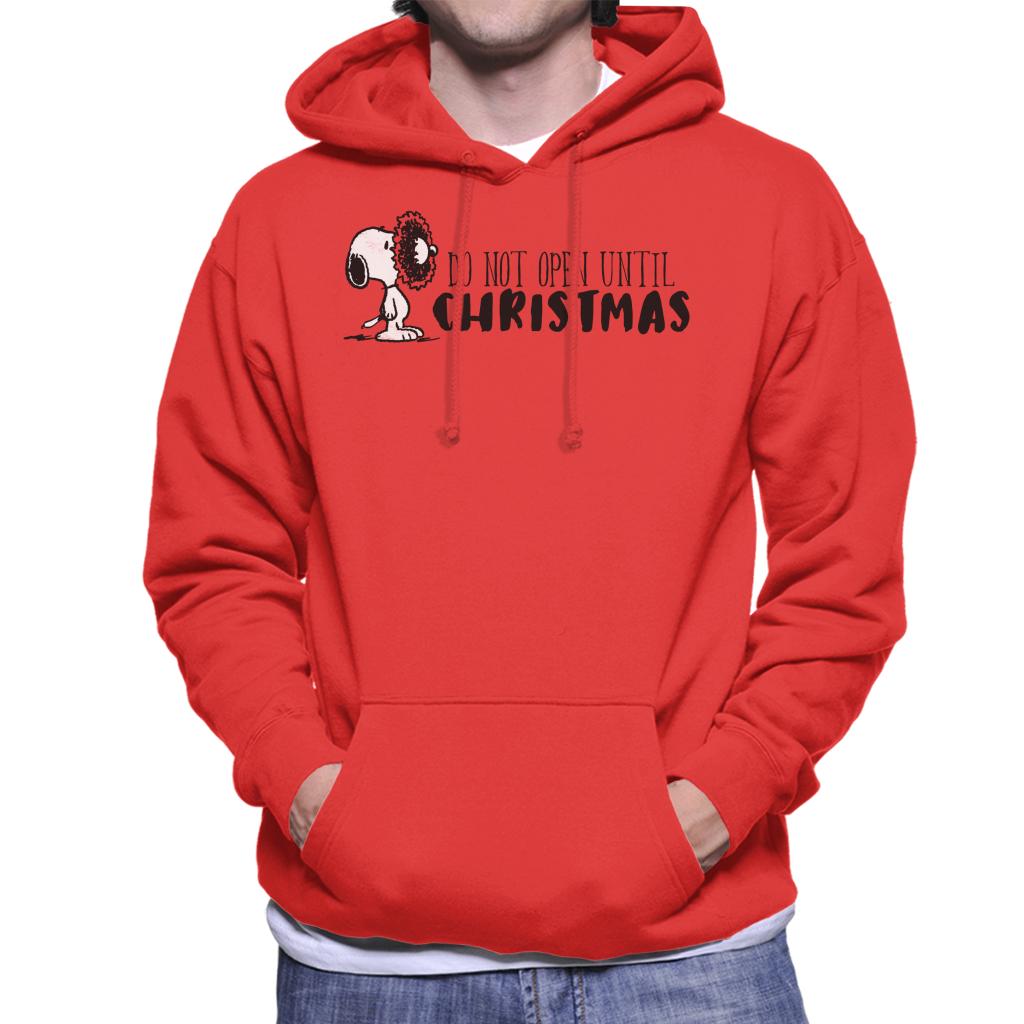 Peanuts Snoopy Holly Wreath On Face Men's Hooded Sweatshirt-ALL + EVERY