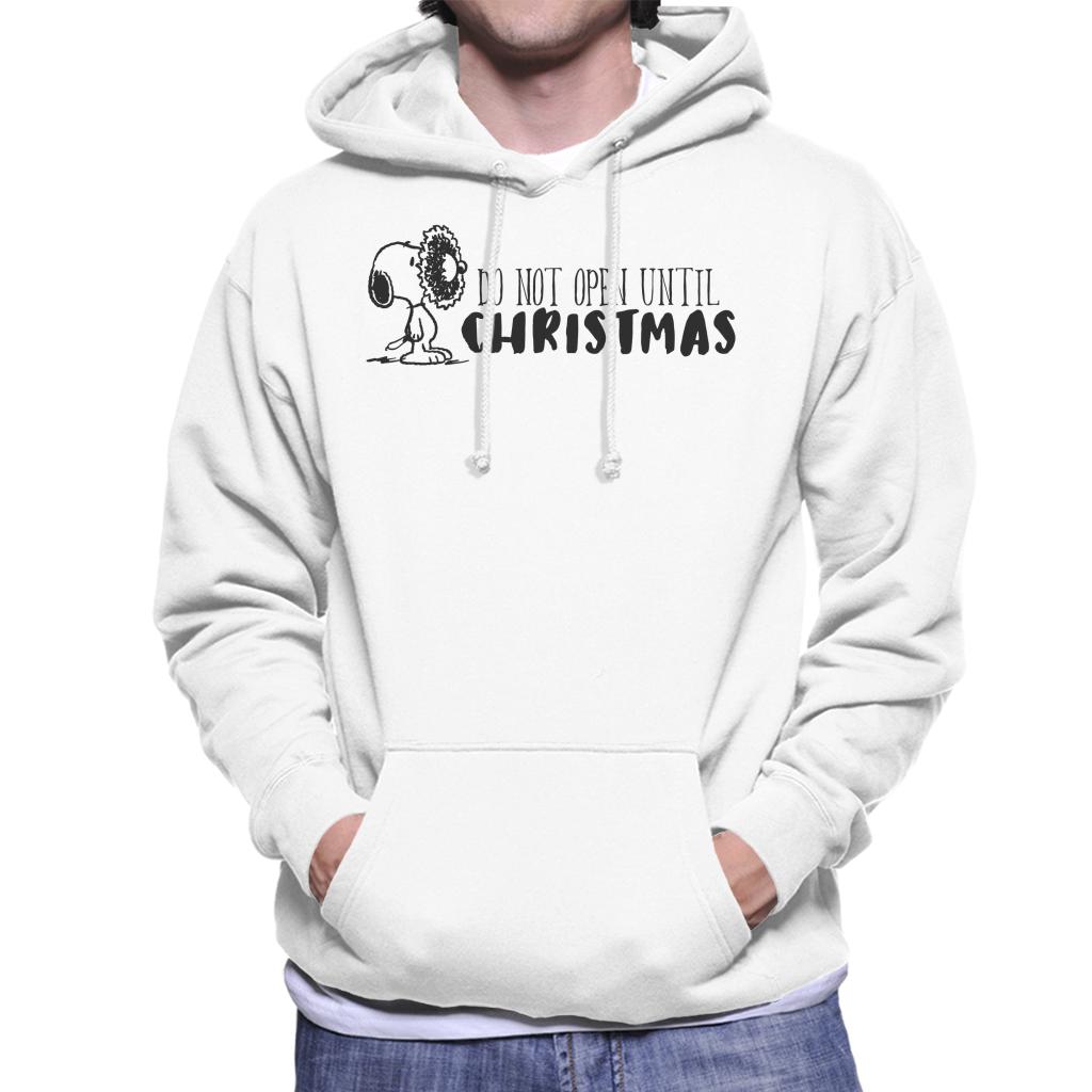 Peanuts Snoopy Holly Wreath On Face Men's Hooded Sweatshirt-ALL + EVERY