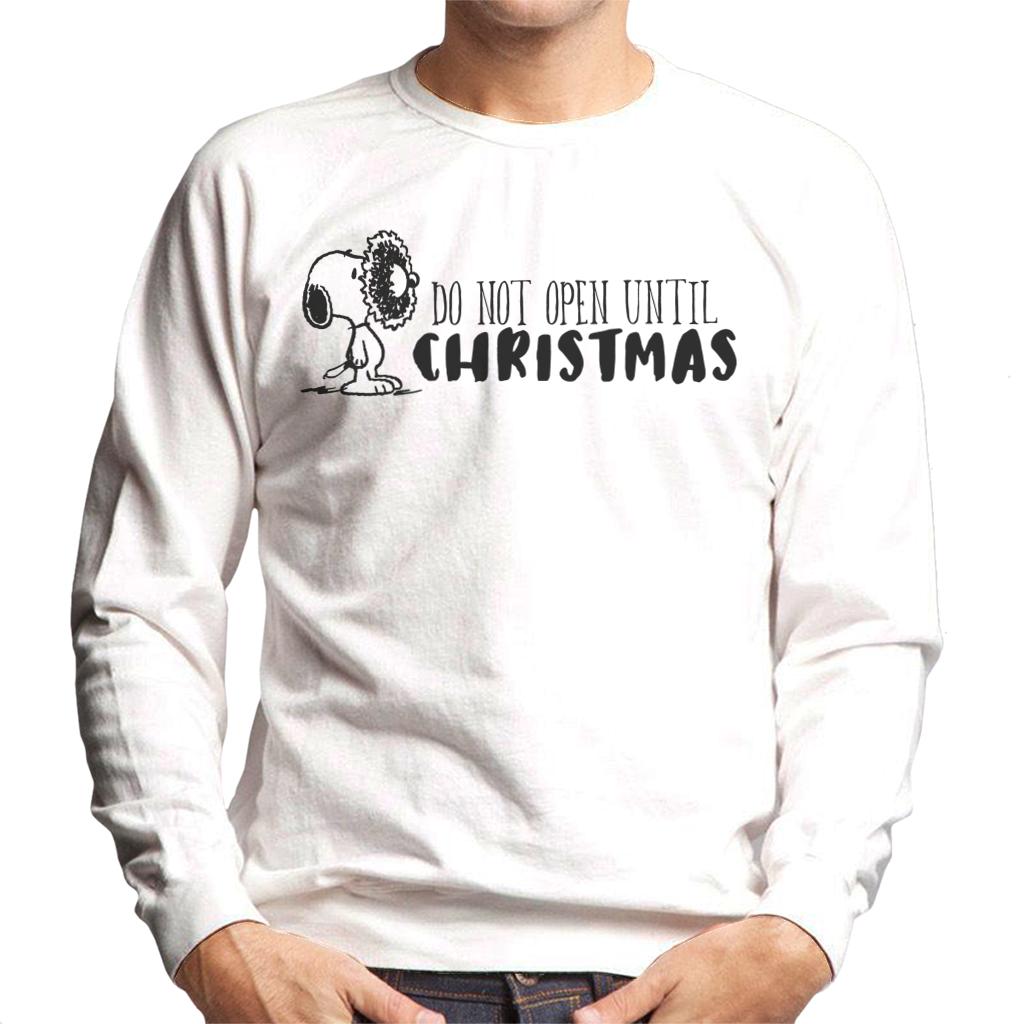 Peanuts Snoopy Holly Wreath On Face Men's Sweatshirt-ALL + EVERY