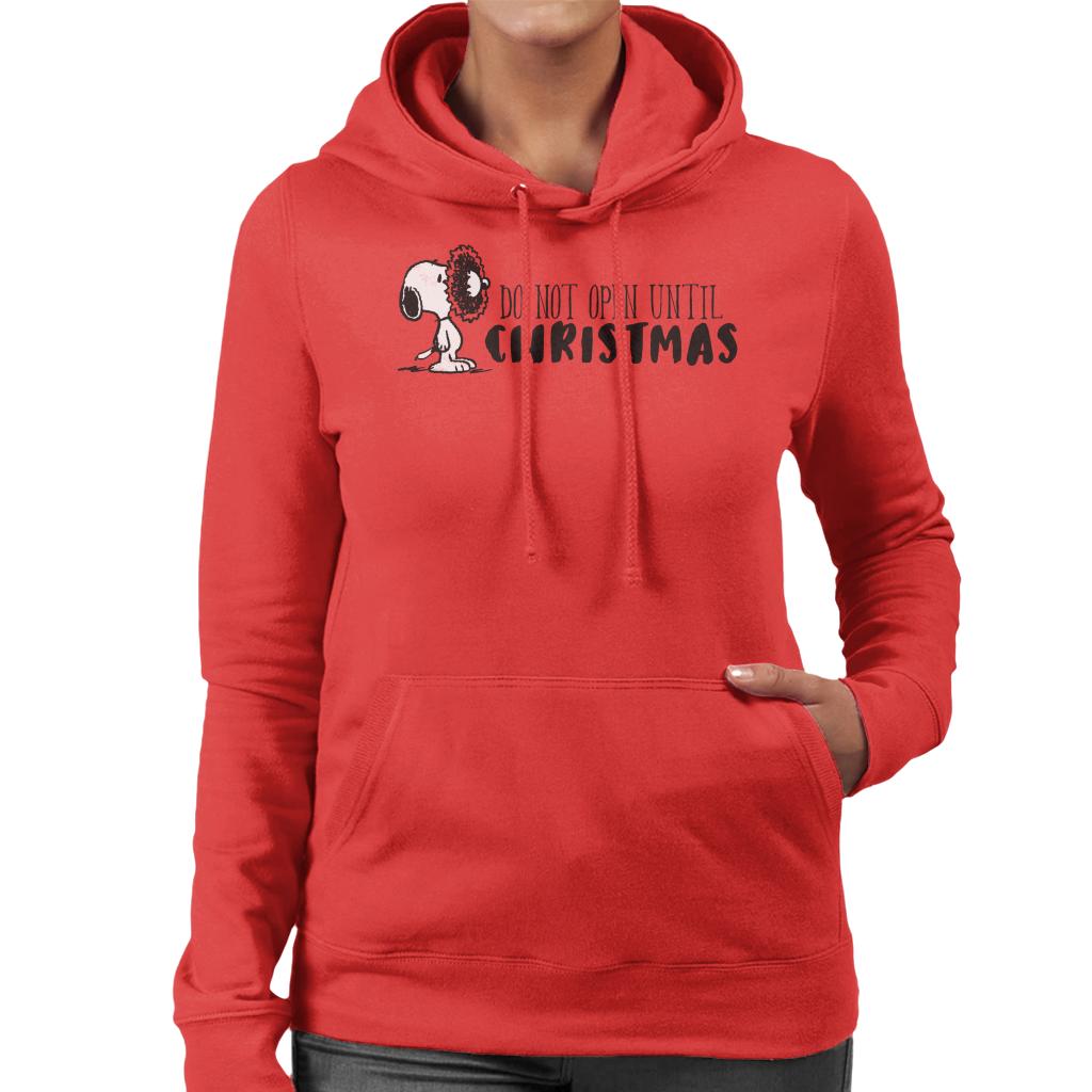 Peanuts Snoopy Holly Wreath On Face Women's Hooded Sweatshirt-ALL + EVERY