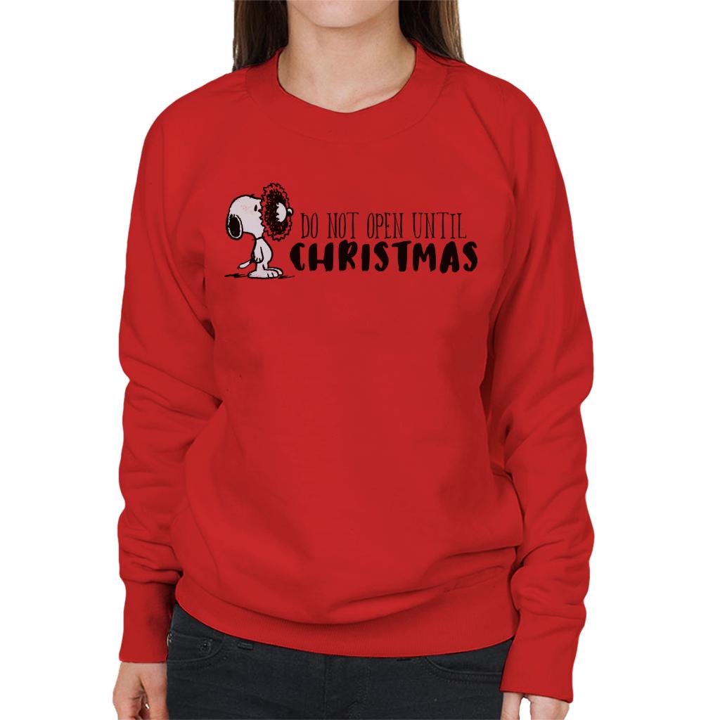 Peanuts Snoopy Holly Wreath On Face Women's Sweatshirt-ALL + EVERY