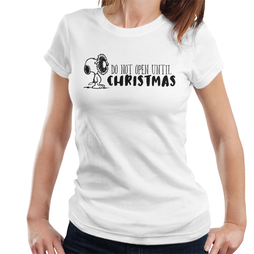 Peanuts Snoopy Holly Wreath On Face Women's T-Shirt-ALL + EVERY
