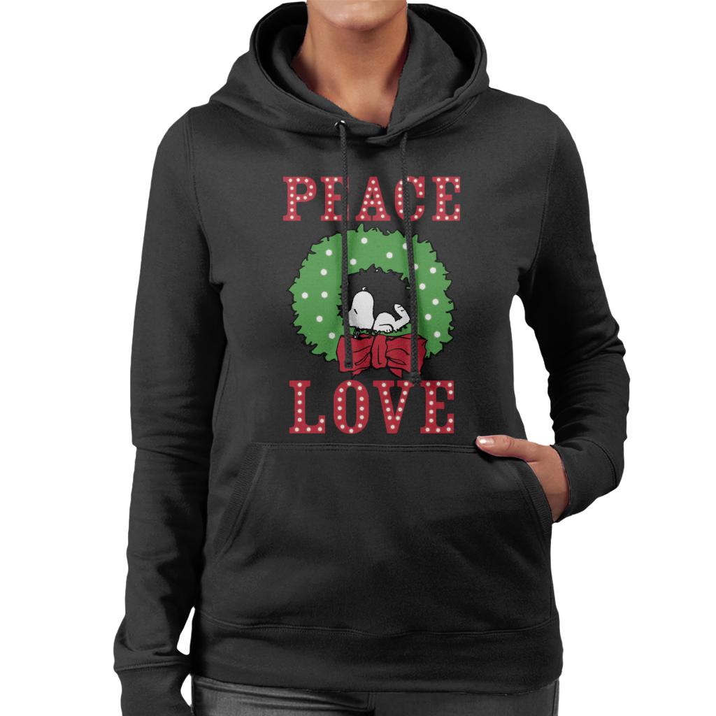 Peanuts-Snoopy-Sleeping-In-A-Holly-Wreath-Womens-Hooded-Sweatshirt