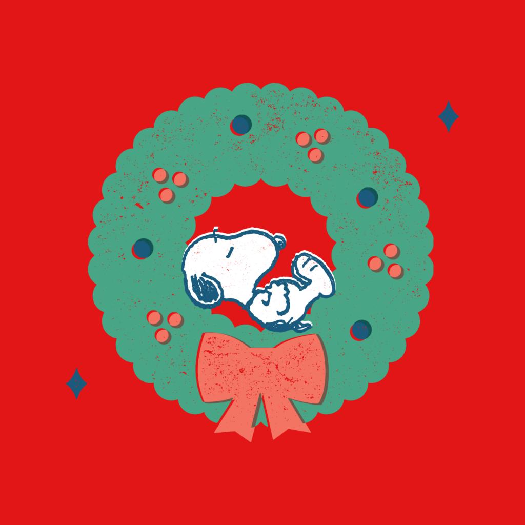 Peanuts Snoopy Holly Wreath Nap Women's T-Shirt-ALL + EVERY