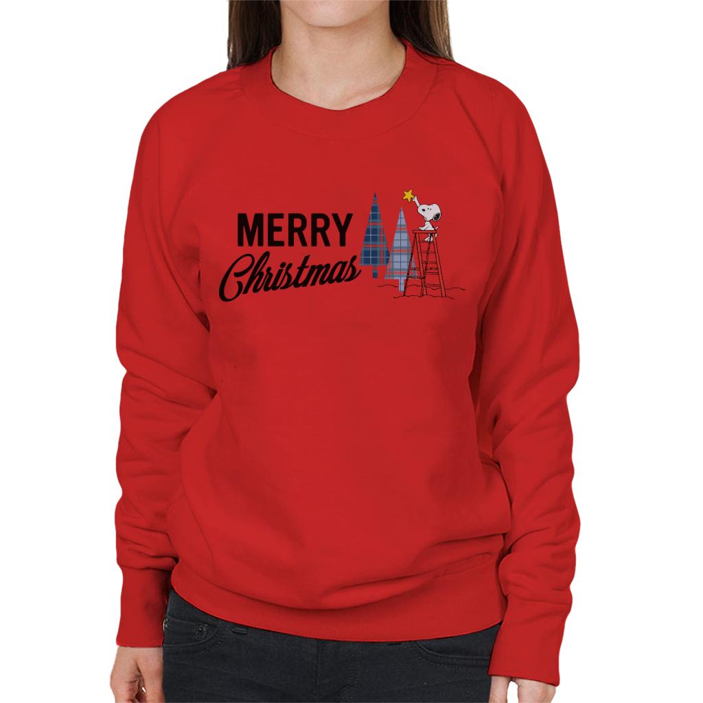 Peanuts Snoopy Star On Xmas Tree Women's Sweatshirt-ALL + EVERY