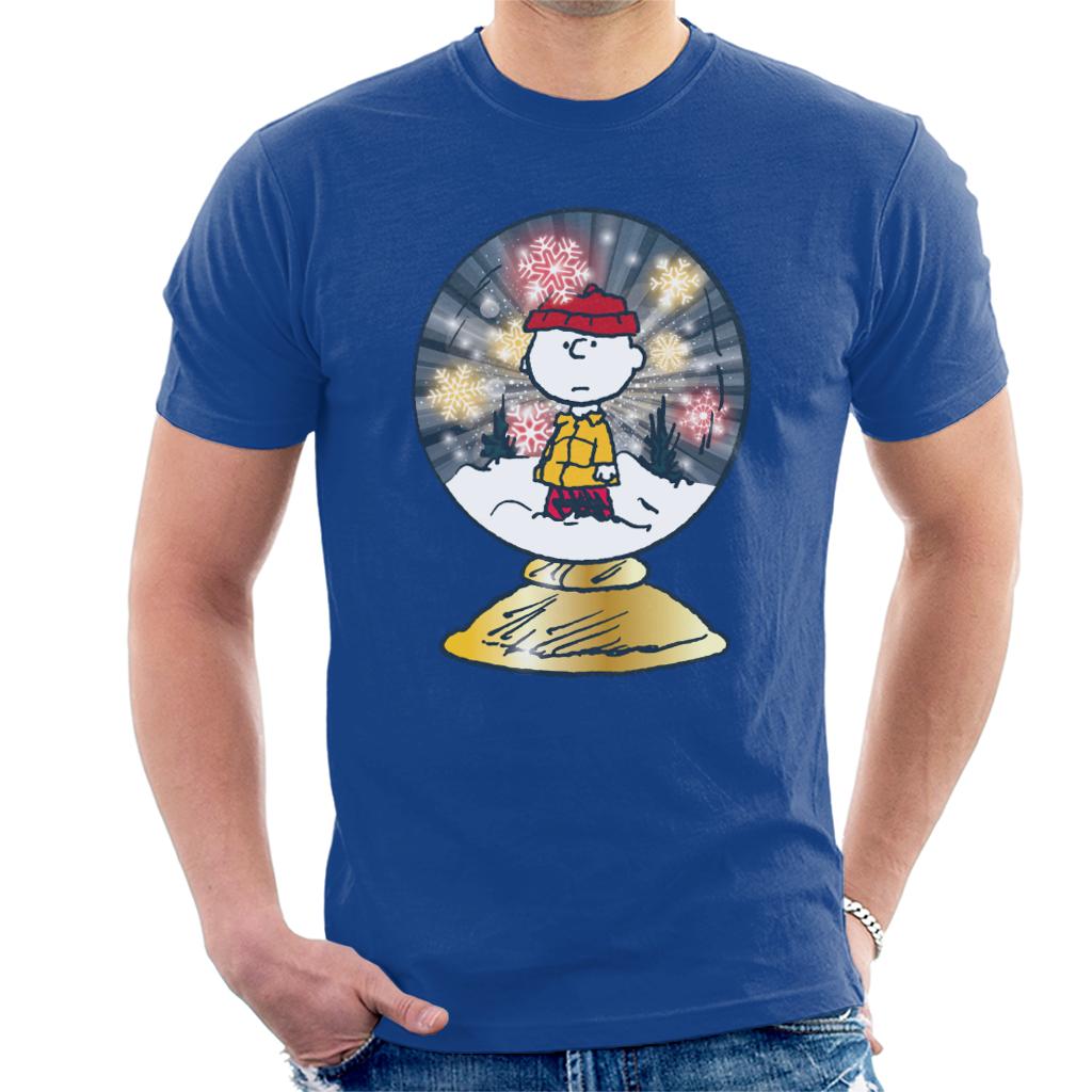 Peanuts Snoopy Charlie Brown In Snow Globe Men's T-Shirt-ALL + EVERY