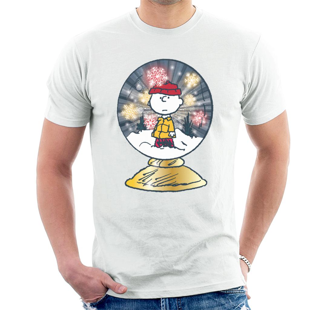 Peanuts Snoopy Charlie Brown In Snow Globe Men's T-Shirt-ALL + EVERY