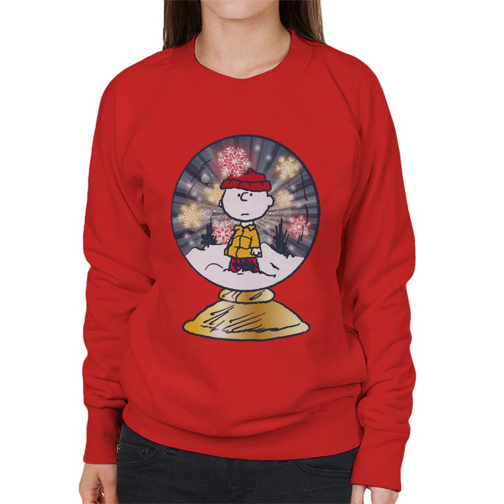 Peanuts Snoopy Charlie Brown In Snow Globe Women's Sweatshirt-ALL + EVERY