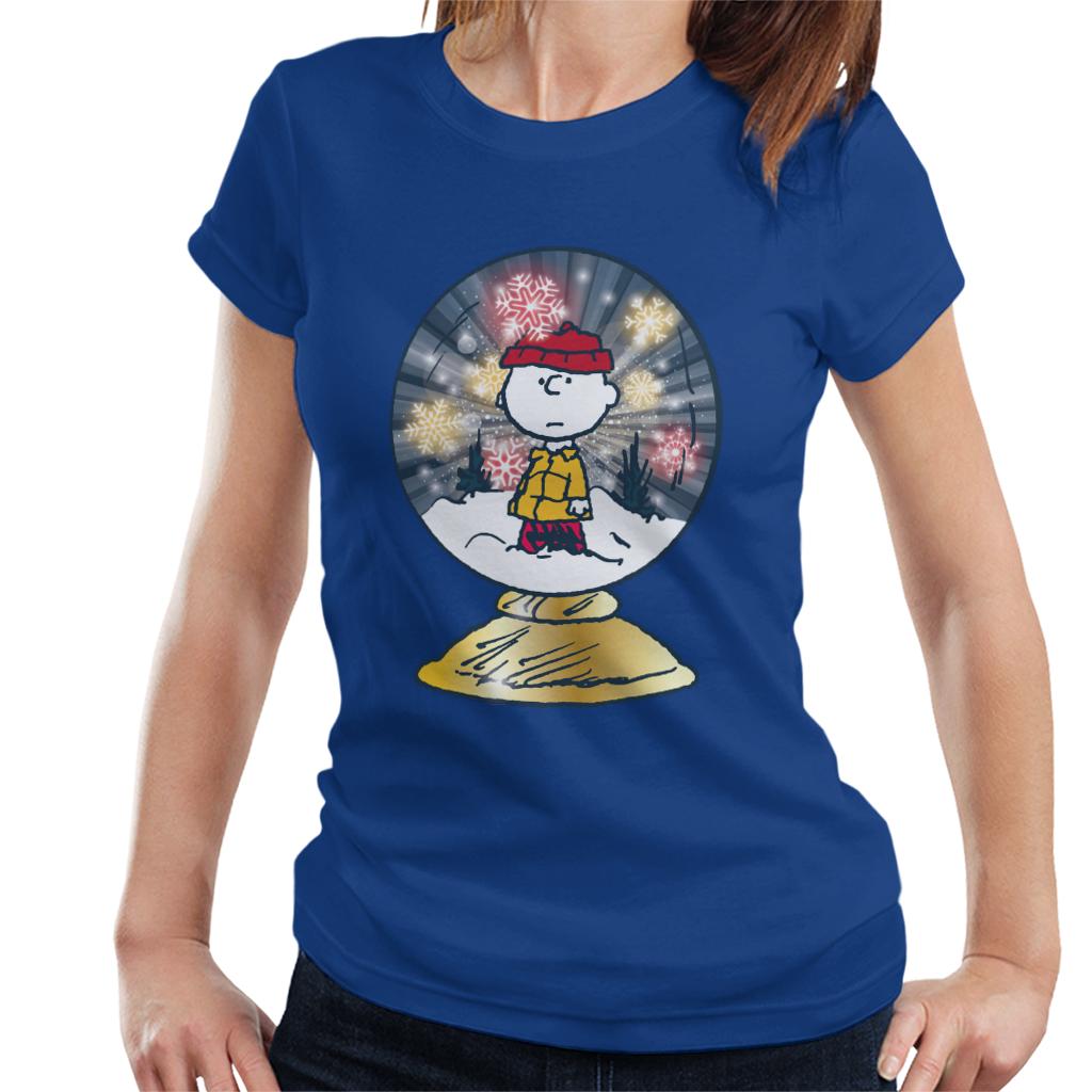 Peanuts Snoopy Charlie Brown In Snow Globe Women's T-Shirt-ALL + EVERY