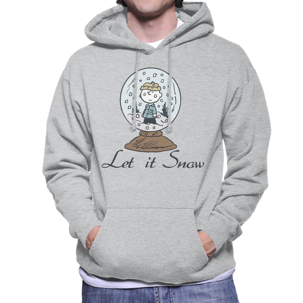 Peanuts Charlie Brown Let It Snow Globe Men's Hooded Sweatshirt-ALL + EVERY