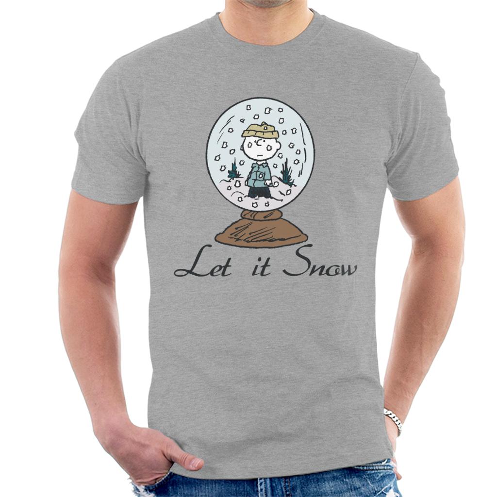 Peanuts Charlie Brown Let It Snow Globe Men's T-Shirt-ALL + EVERY