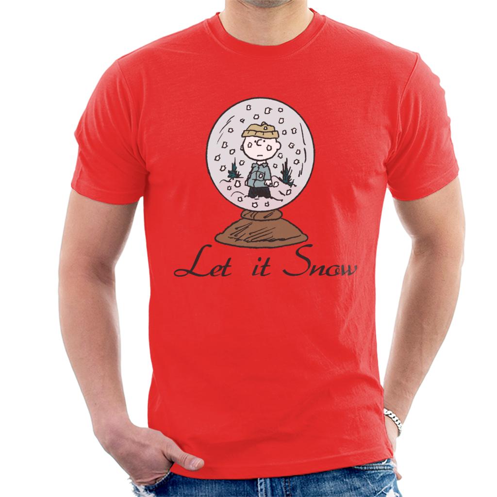 Peanuts Charlie Brown Let It Snow Globe Men's T-Shirt-ALL + EVERY