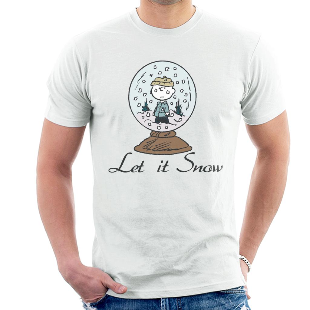 Peanuts Charlie Brown Let It Snow Globe Men's T-Shirt-ALL + EVERY