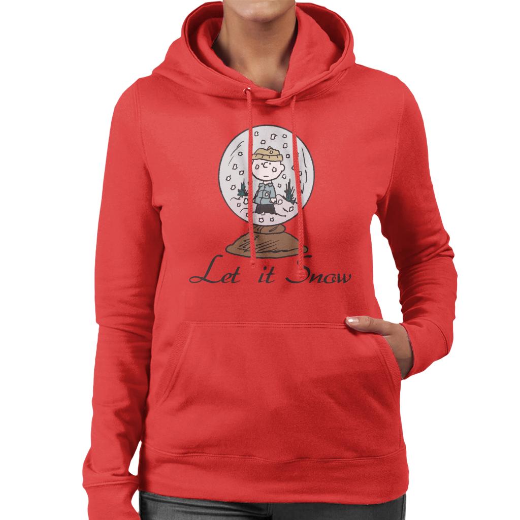 Peanuts Charlie Brown Let It Snow Globe Women's Hooded Sweatshirt-ALL + EVERY