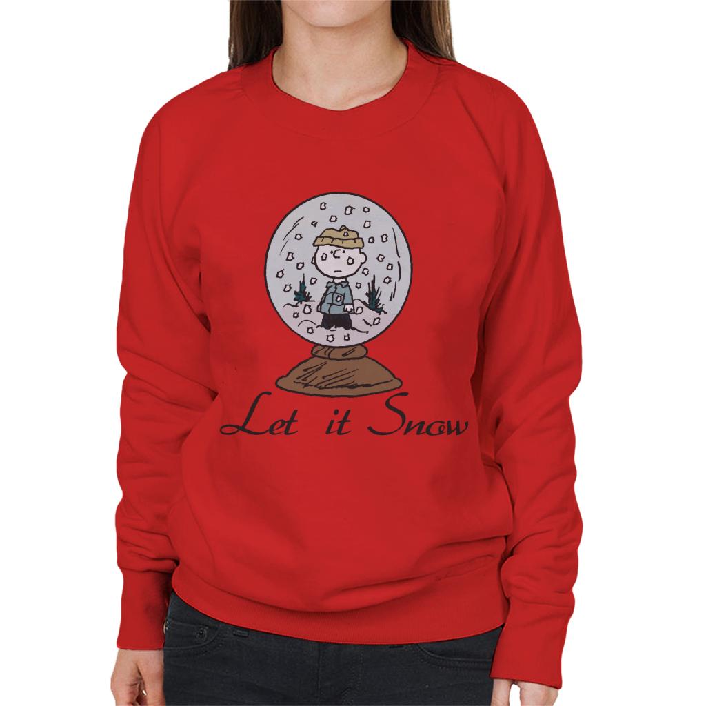 Peanuts Charlie Brown Let It Snow Globe Women's Sweatshirt-ALL + EVERY